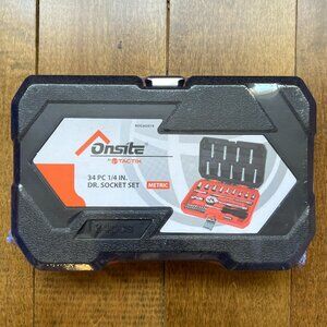 Onsite Tactix 34PC 1/4 IN. DR. Socket Set with Case - NEW